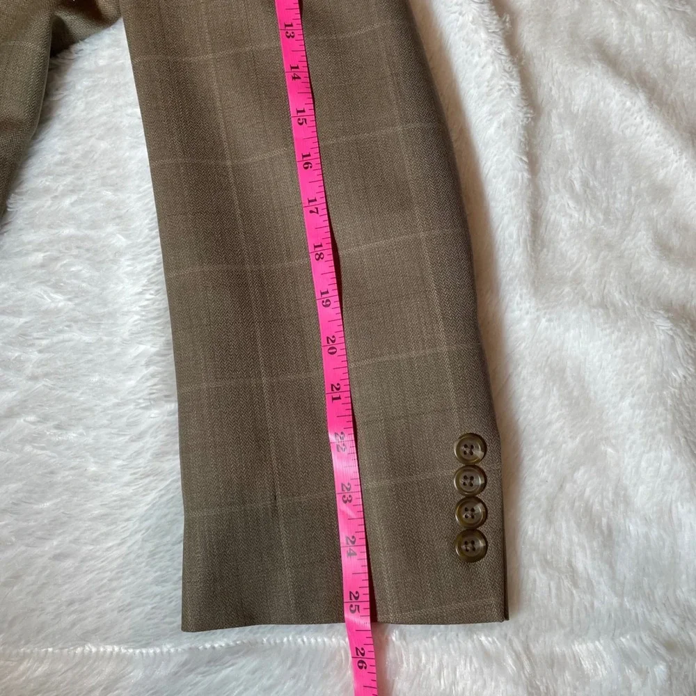 Lauren Ralph Lauren Mens 43L Brown Windowpane 100% Wool‎ 2-Button Sport Coat